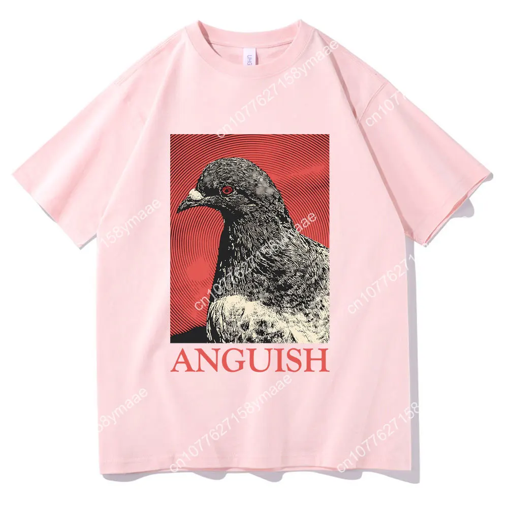 Anguish تي شيرت لطيف مضحك ميمي حمامة طباعة تي شيرت الصيف الرجال النساء عادية المتضخم قصيرة الأكمام التي شيرت الذكور Vintage T