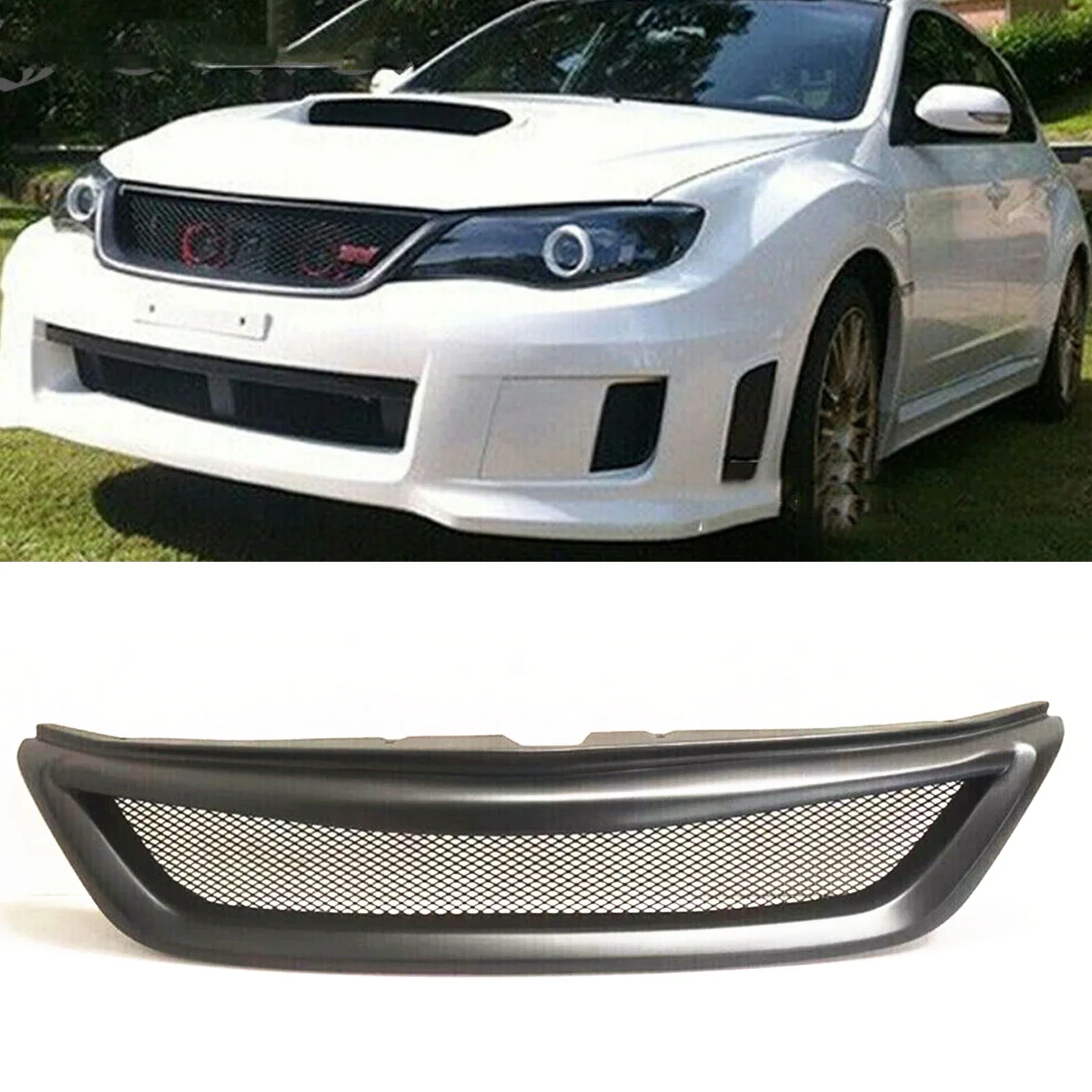 

New！ Front Grille For Subaru Impreza WRX STI 2011-2014 Fiberglass/Carbon Fiber Grill Honeycomb Style Car Upper Bumper Hood Mesh