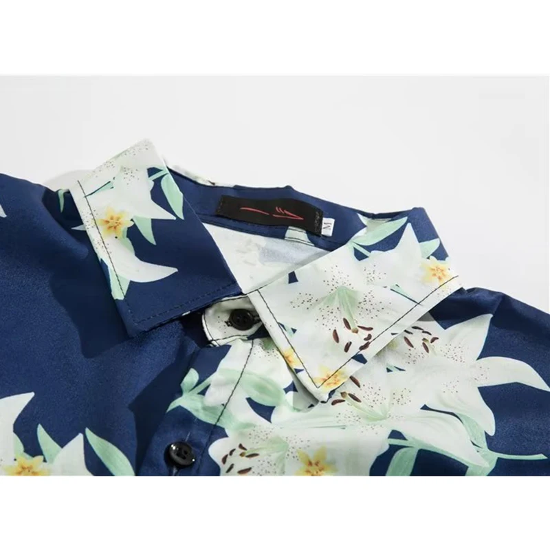 Fashion Lapel Button Casual Printed England Shirts Men's Clothing 2024 Summer New Loose Korean Tops Punk Shirts