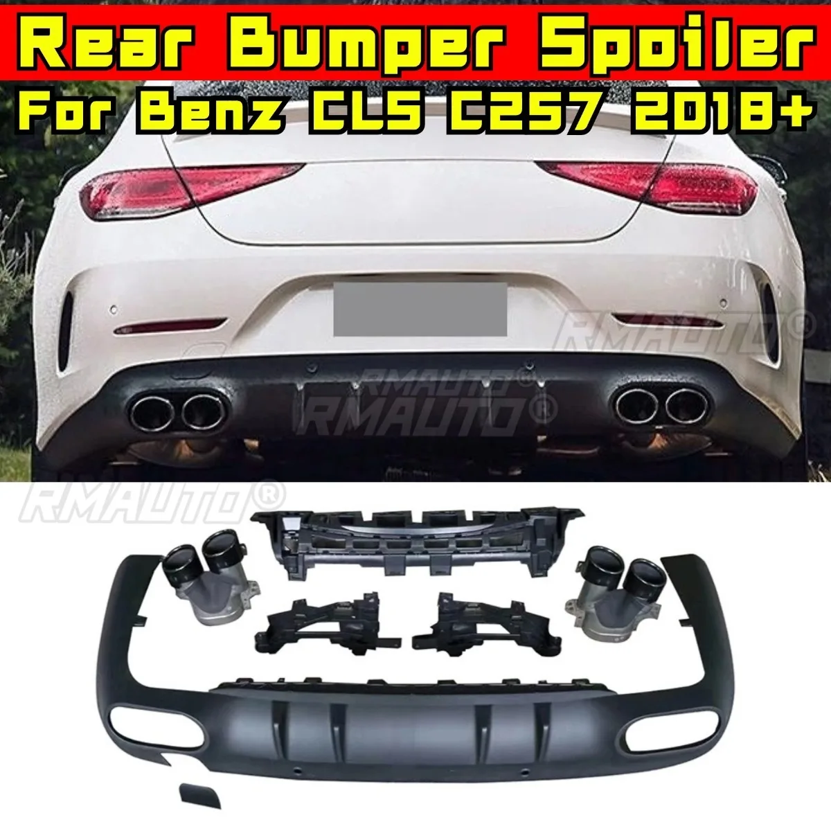 

Car Rear Bumper Spoiler Lip Diffuser Splitter Rear Tail Throat Modification Part For Mercedes Benz CLS C257 2018+ Car Accessorie