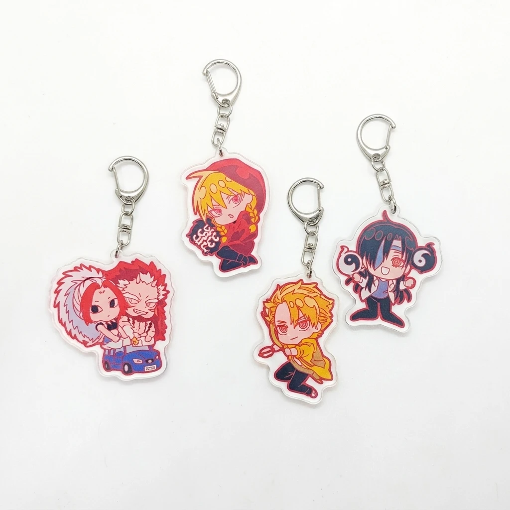 Anime Acrylic Keyring Set Of 4 Pieces Chibi Art Collectible Showcase Cabinet Display Otaku Room Decor
