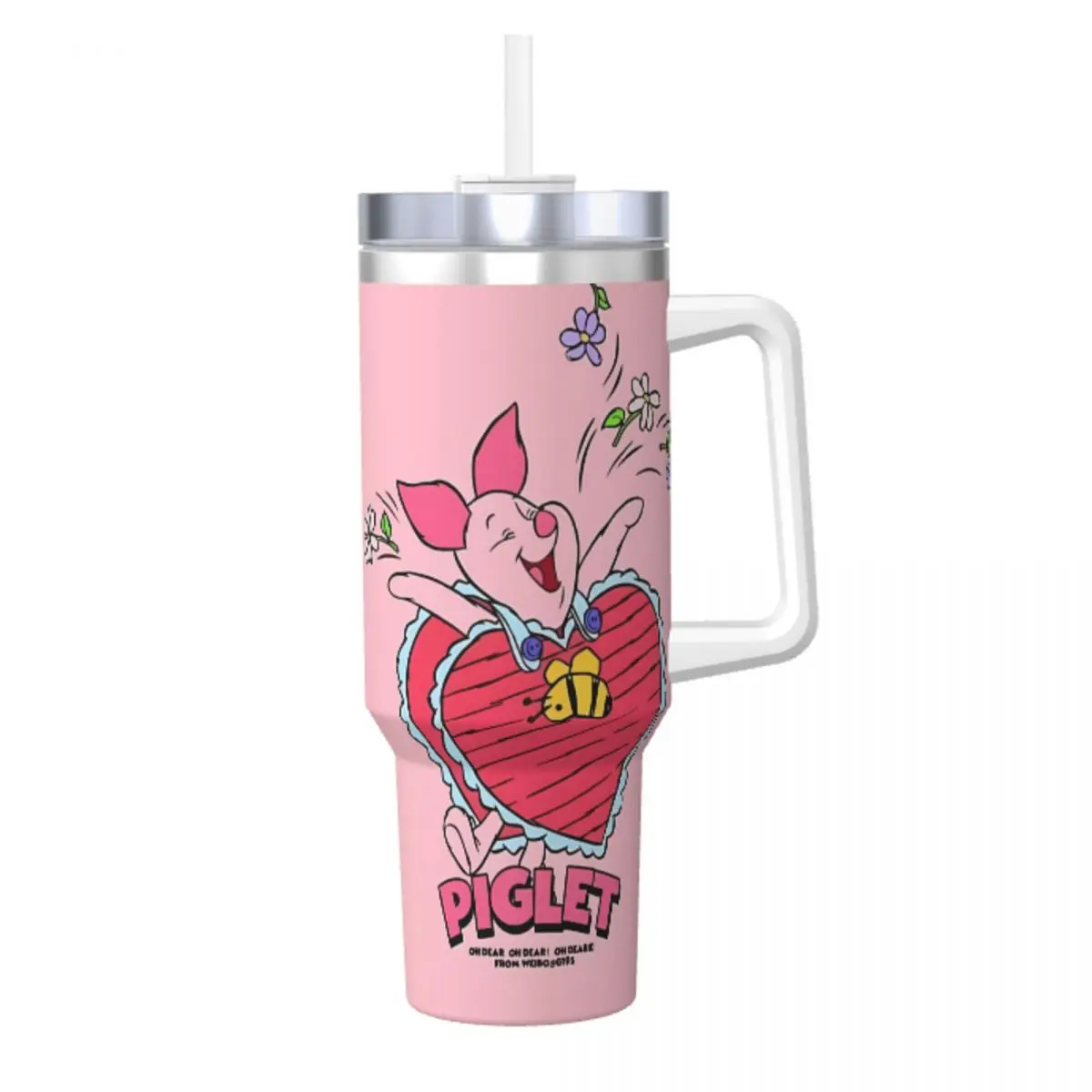 Winnie The Pooh Piglet Tumbler Cold and Hot Water Bottle Portable Stainless Steel Thermal Cups Printed Travel Mugs Cup