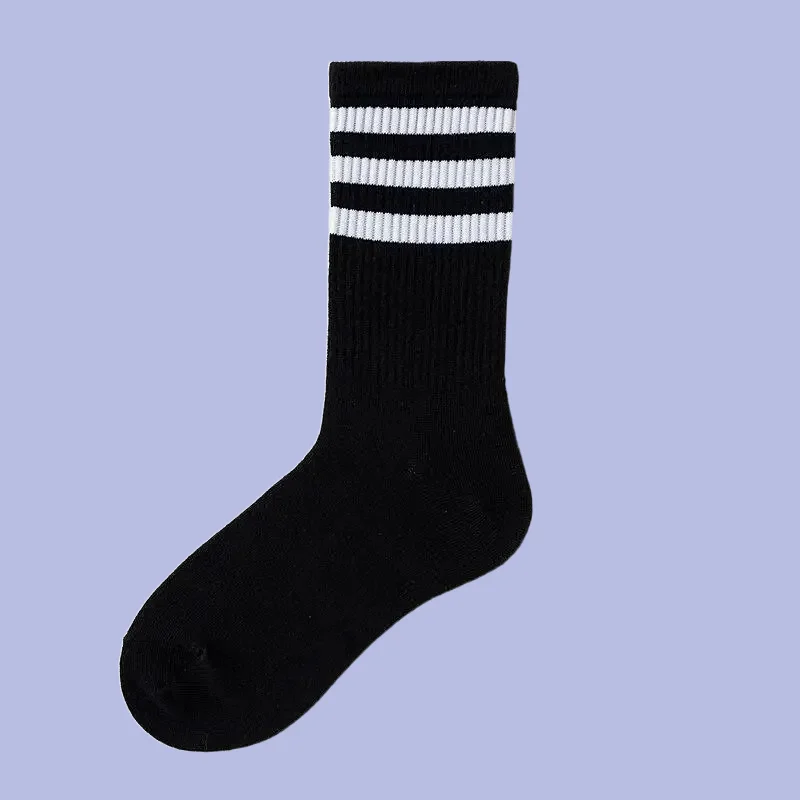 5 par Skateboard Striped Street Hip Hop Mid Tube Socks Solid Color Breathable Cotton 2024 Fashion Hot Sale Socks Fashion Socks