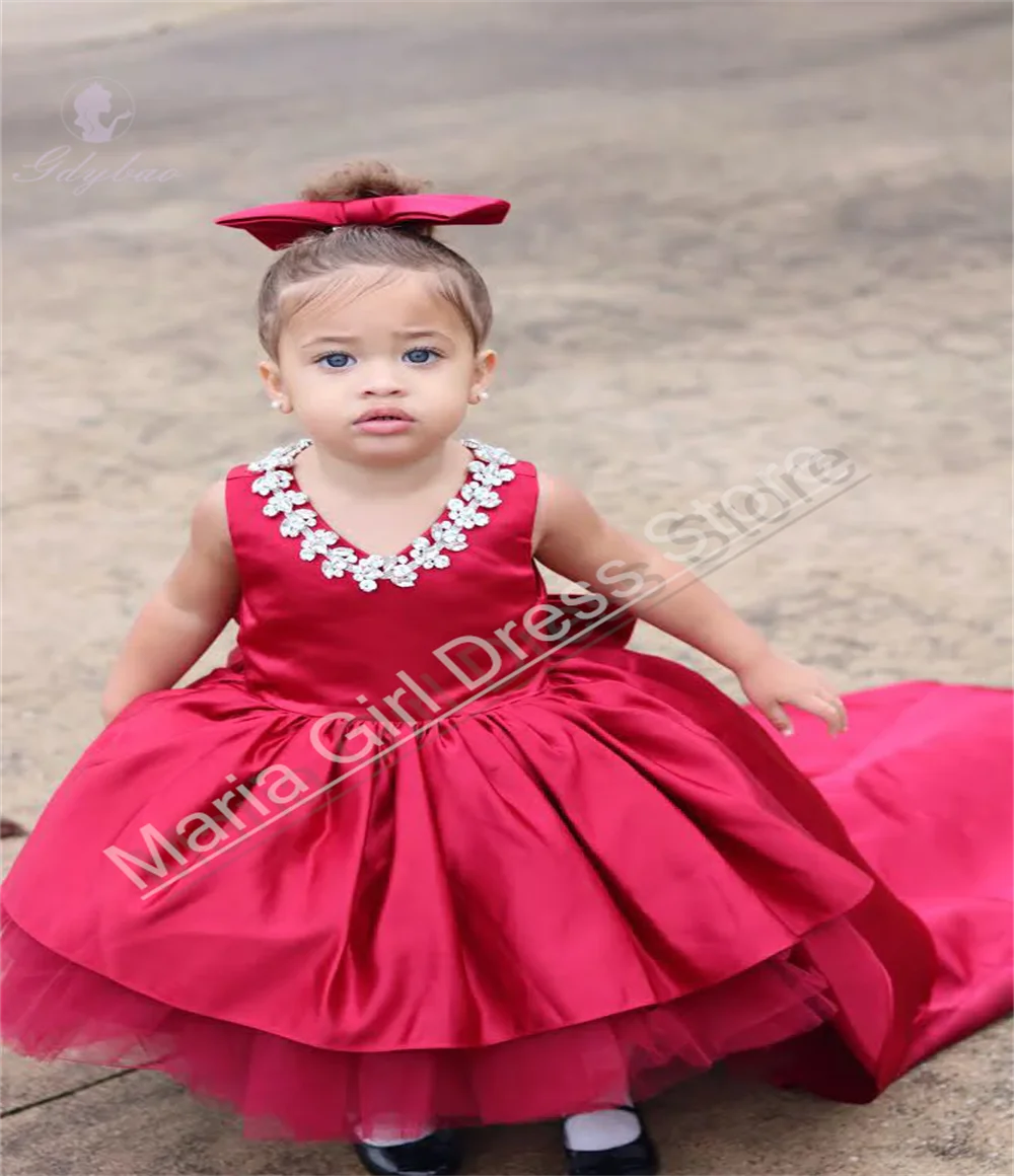 

Милое атласное платье для малышей, пышное платье для дня рождения, крещения, свадьбы, подружки невесты, подходящий для вечеринок, детская одежда для особых случаев