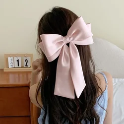 White Black Bow Hairpin Oversize Ribbon Big Hair Clip and Clips Long Satin Ribbon Hairclip Women Wedding Party Hair Accessories