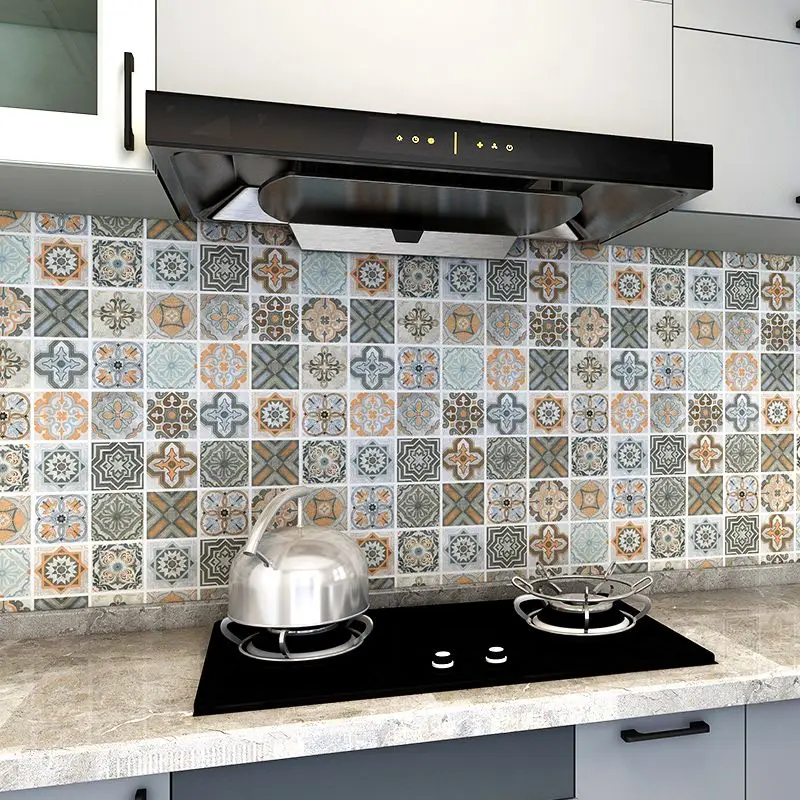 Self-adhesive Wallpaper Kitchen Oil-proof and Waterproof Sticker Stove Cabinet Door Countertop Tiles High Temperature Resistant