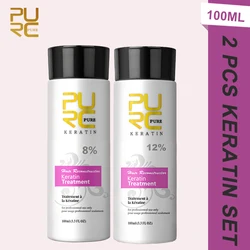 PURC 2 Pcs Keratin For Hair Straightening 0% 5% 8% 12% Formaldehyde Brazilian Keratin Hair Treatment Smoothing Hair Care