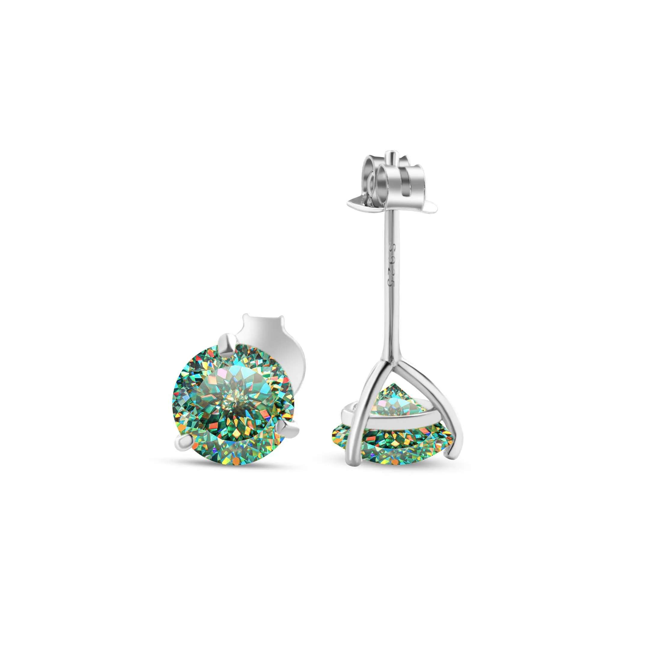 Pink Blue color Round Cut Moissanite Earring For Women Solid 925 Sterling Silver Stud Earrings VVS D Color GRA Certificate gift