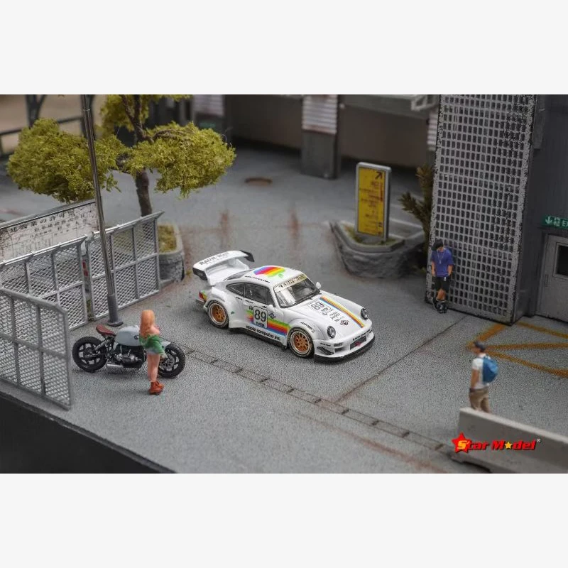 STAR Dostępny 1:64 RWB 964 GT Ogon Czerwono-Biały Model Samochodu Odlewany Kolekcjonerski Miniaturowy Zabawka