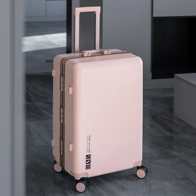 Red Suitcase 20-28 inch Multifunctional Travel Suitcase Aluminum Frame Scratch-Resistant PC Trolley Case Carry-On Luggage