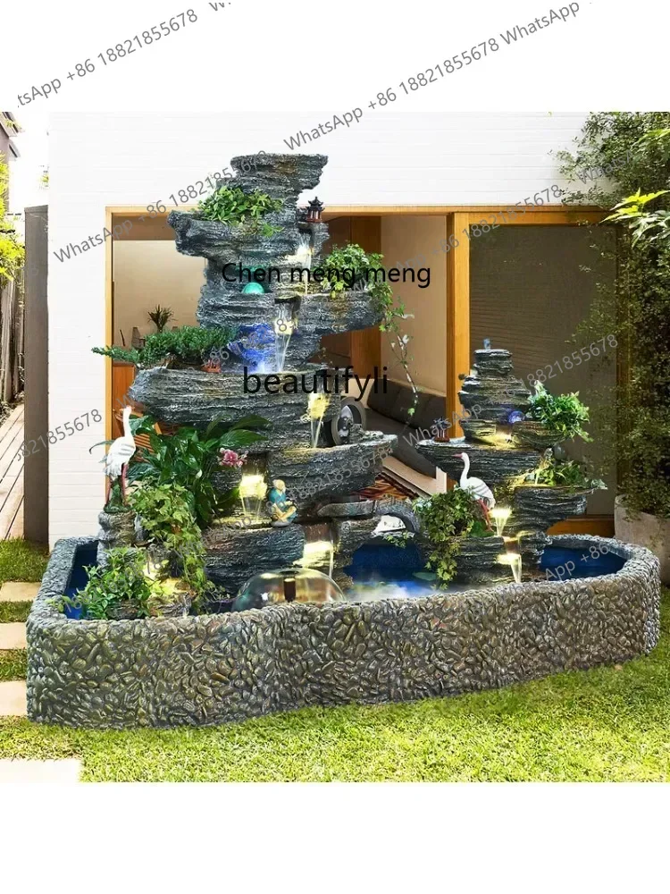 ss7486 Large Courtyard Decoration Artificial Mountain and Fountain Water System Landscape Garden Courtyard Outdoor Fish Tank Lan