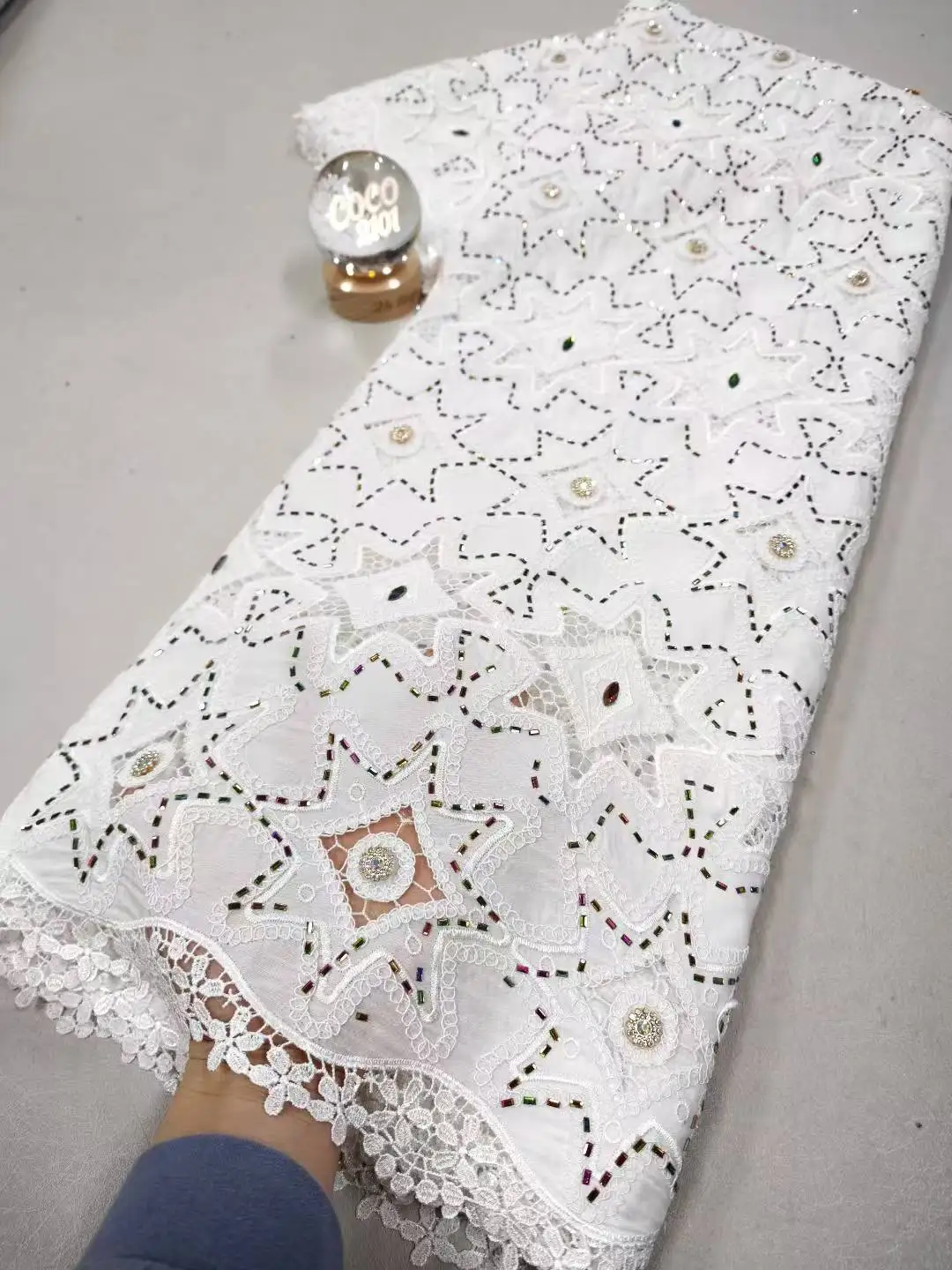 

Высококачественная нигерийская тюлевая кружевная ткань с пайетками для свадебных платьев, шифон, гипюр, хлопок, 5 ярдов, XL178 (2026)