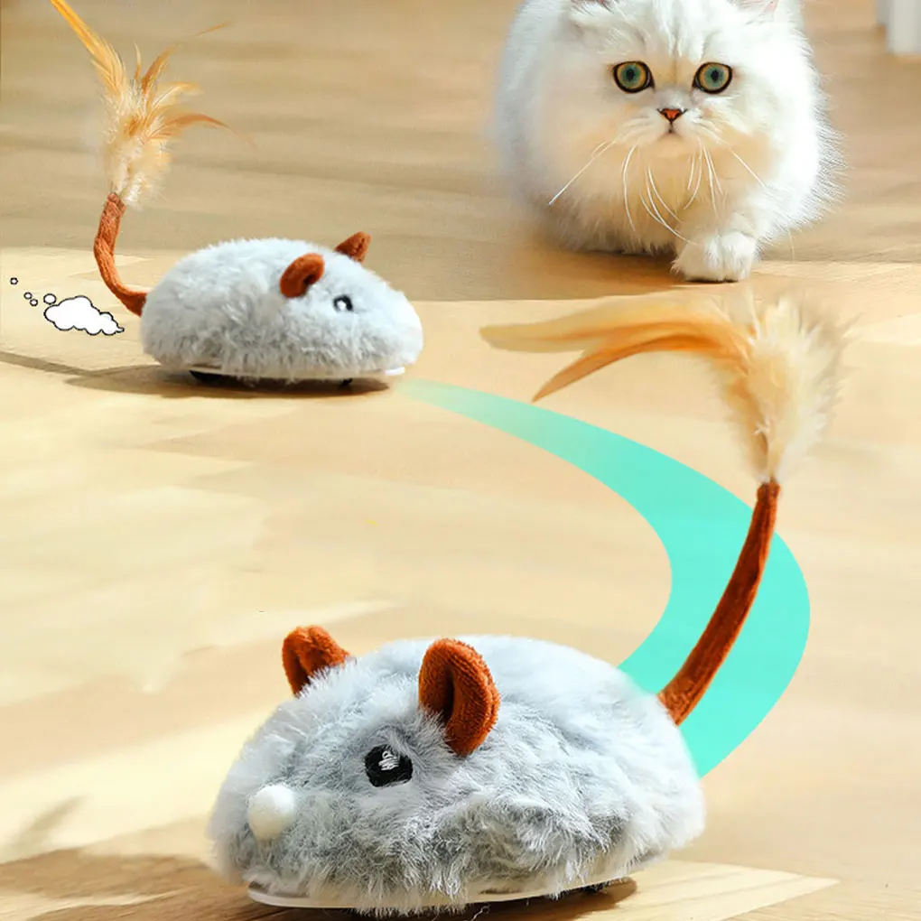 Прочные и долговечные игрушки для кошек, электрические мыши в рулоне, плавно на полу, электрическая мышь, игрушки BS светло-серый
