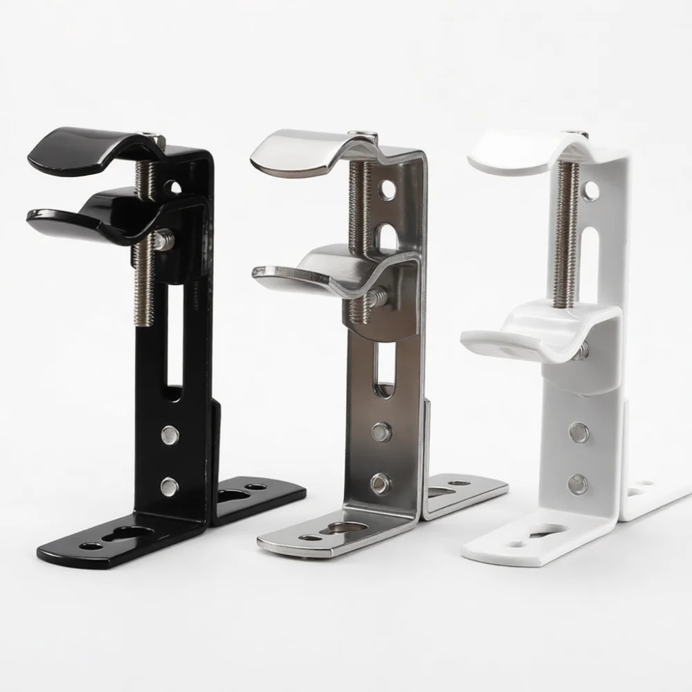 Heavy Duty Adjustable Drapery Rod Bracket Metal Wall Support For Single Double Curtain Pole Home Office Window Furnishing