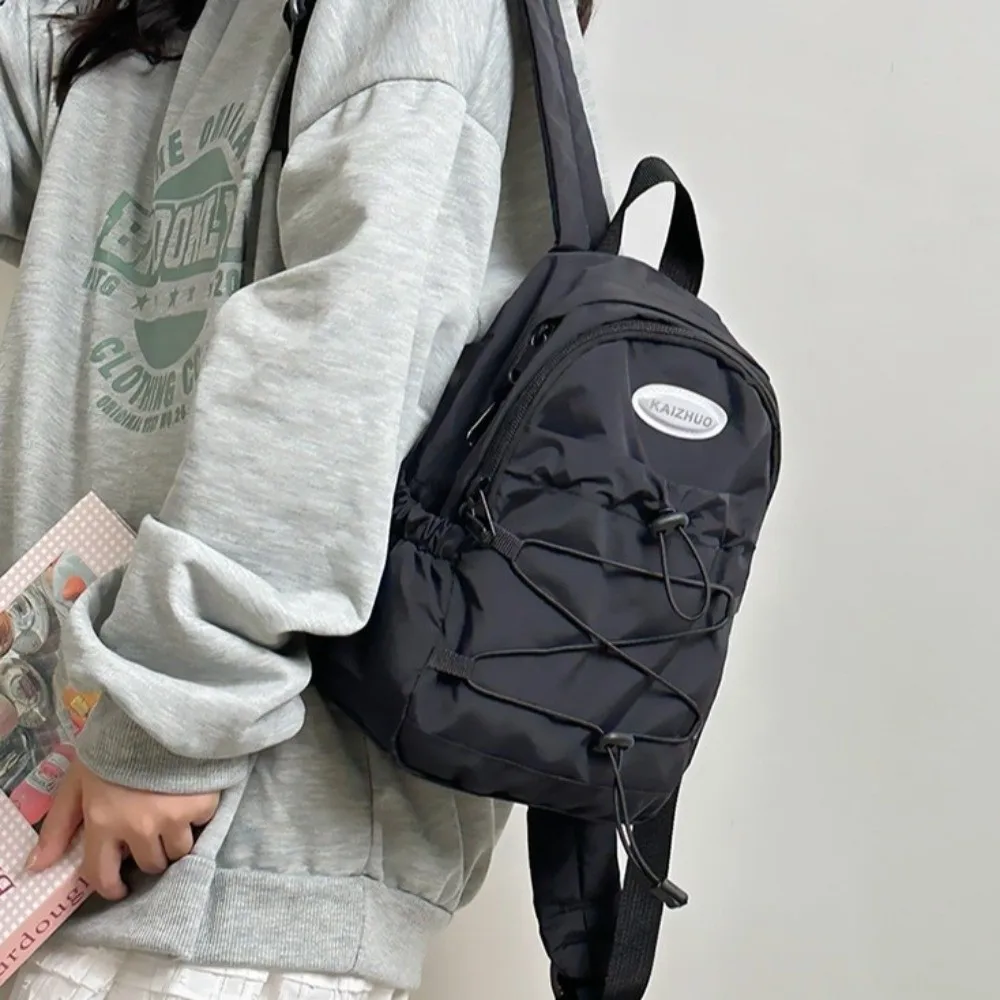 Fashion Japanese Style Lightweight Backpack Solid Color Leisure Nylon Shoulder Bags College Versatile Student Schoolbag Unisex