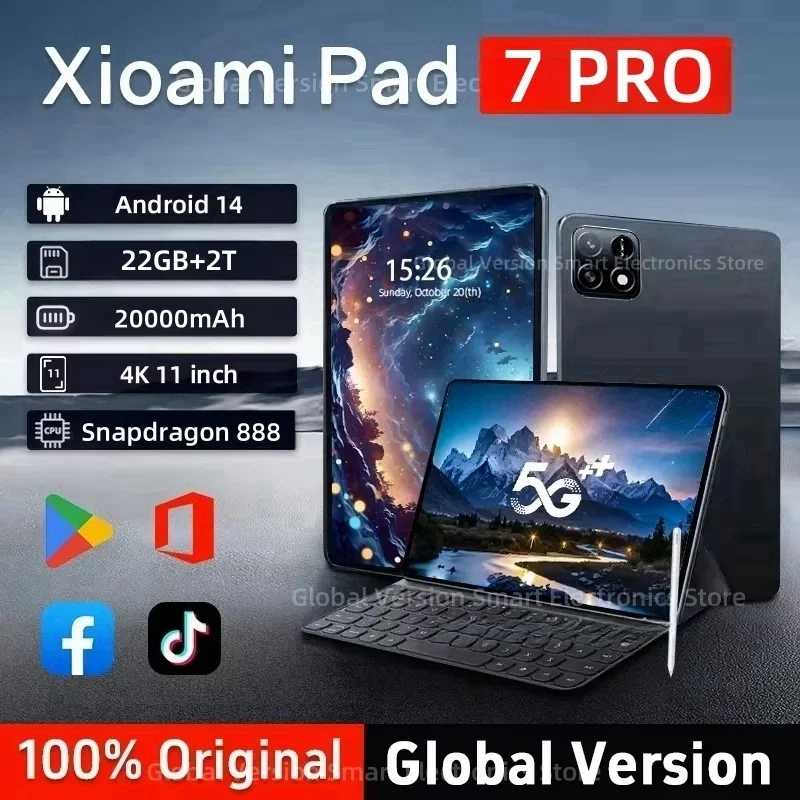 Oryginalna wersja Xioami Pad 7 Pro Tablet 22GB + 2T 11 cali HD 4K Android 14 20000mAh 5G telefon Dual SIM Tablet GPS WiFi