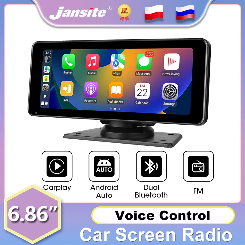 

Jansite 6.86" Universal Car Radio Multimedia Video Wireless Carplay Android Auto Car Stereo Rear Camera Dual Bluetooth Autoradio