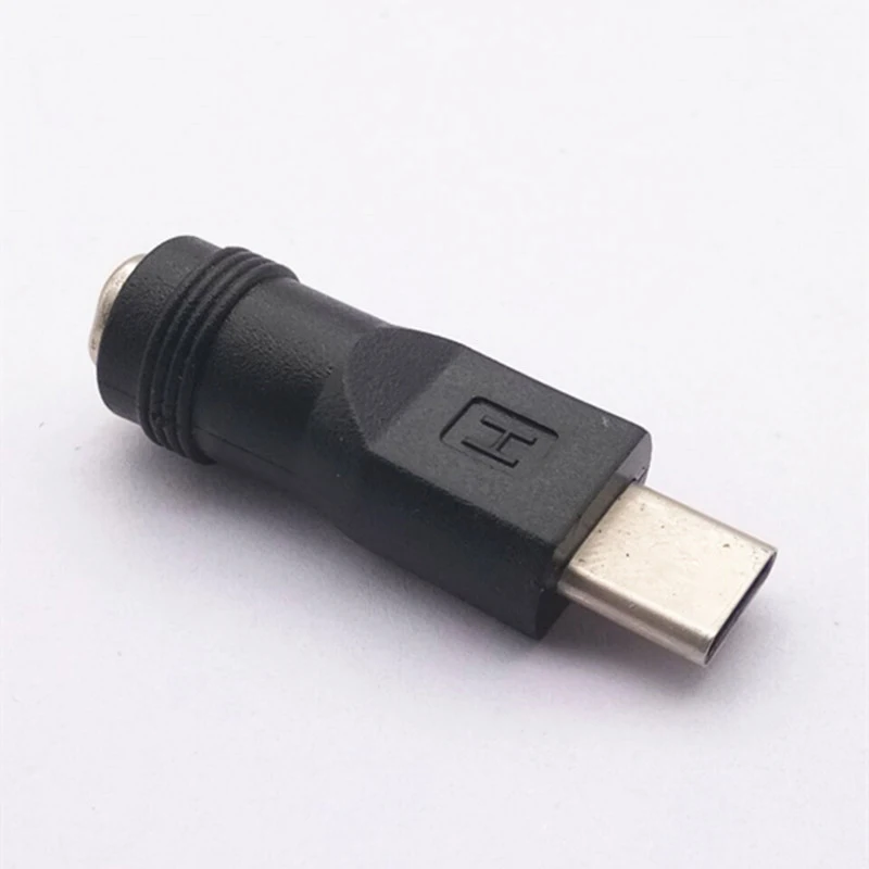 1PC Adaptador de Alimentação DC Conversor 5.5x2.1mm Jack Fêmea para USB Tipo C Conector Macho