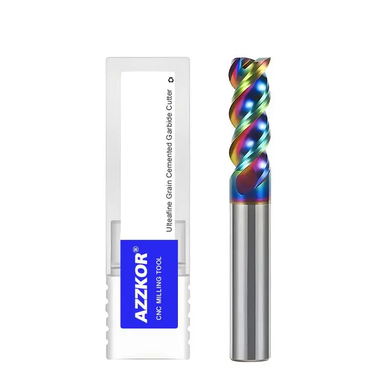 AZZKOR CNC Machine Bewerking Frees HRC50/55/65 1.0-20.0mm 3-Fluit Carbide Platte Frezen voor Aluminium Onderdelen Verwerking