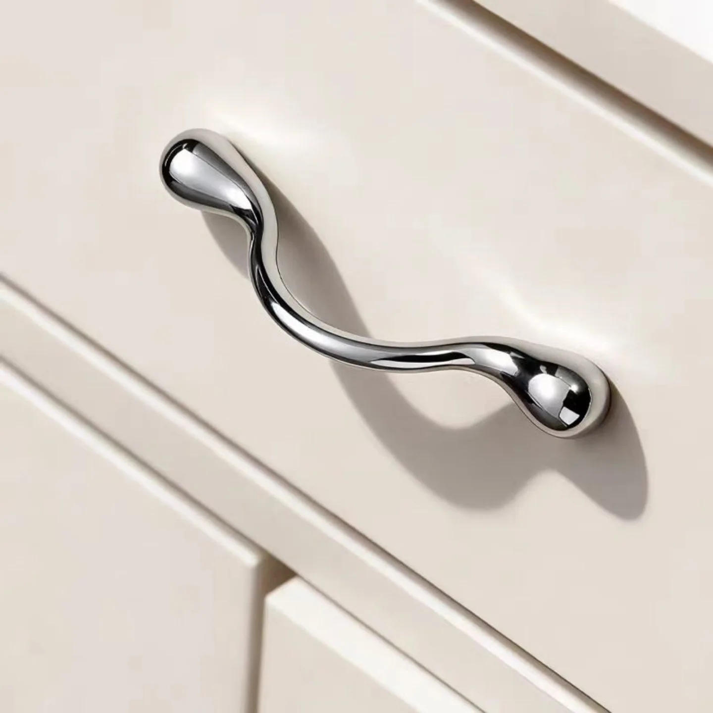 French Minimalist Cabinet Pulls Door Handles Kitchen Door Wardrobe Furniture Drawer Bright Silver Handle