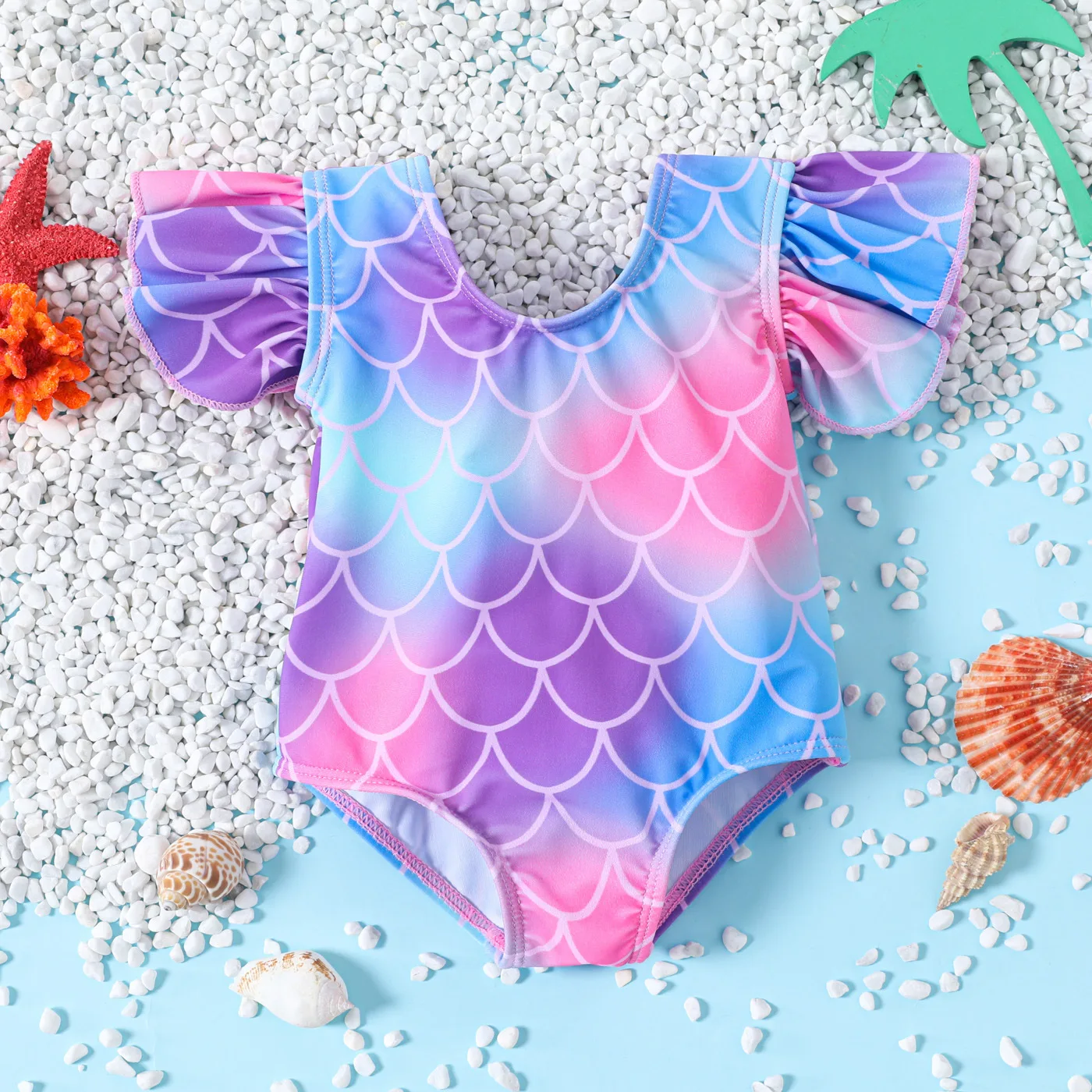 Bañador de una pieza para niños pequeños, traje de baño con estampado digital, ropa de playa, Verano