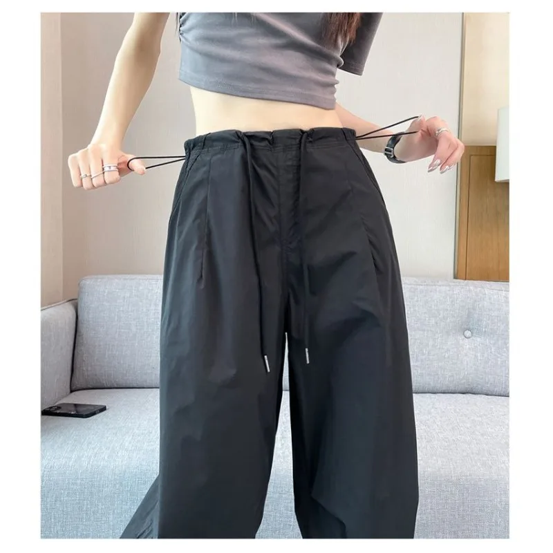 Women Summer Quick Dry Cargo Pants Drawstring Elastic Waist Dual Wear Loose Jogger Trousers Multiple Lengths Available