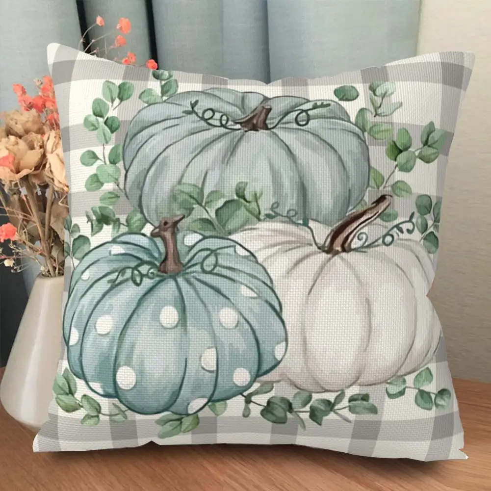 Hand Washable Fabric Elegant Coordinated Fall Pillow Covers Hidden Zipper Closure Linen Alphabet Pumpkin Car Design for Autumn