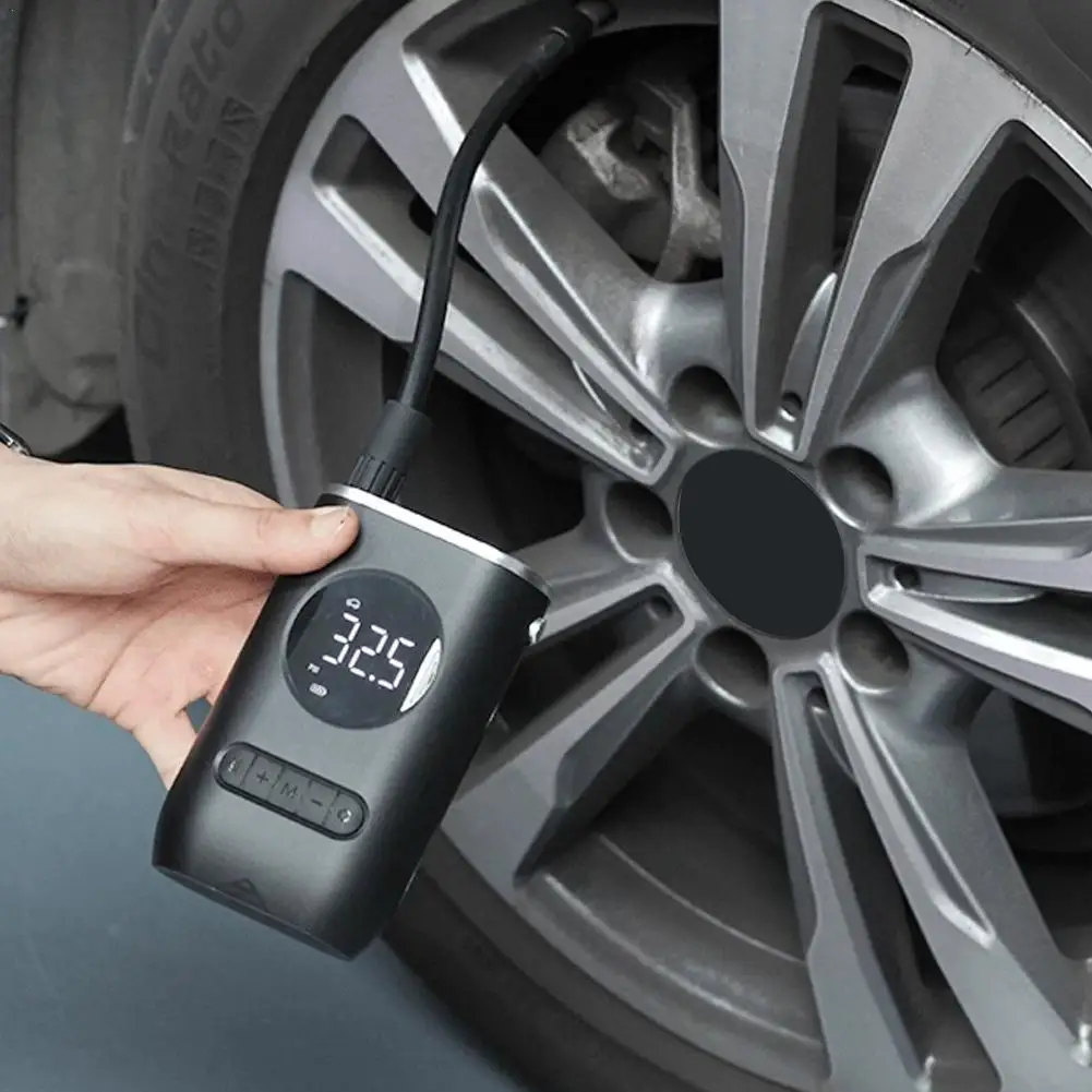 

Портативный воздушный компрессор для накачивания шин, воздушный насос 360PSI для автомобильных шин с ЖК-дисплеем, цифровой манометр для мотоцикла, автомобильного мяча