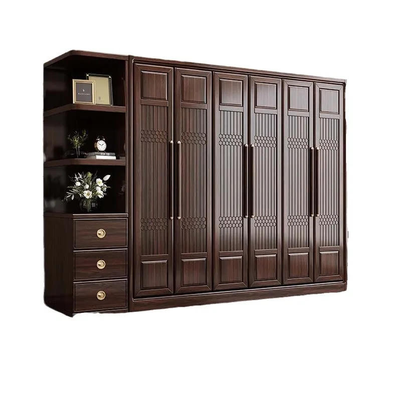 

Шкаф из цельного дерева, бытовой шкаф для спальни, кровать, мебель, большой шкаф для хранения вещей в сборе