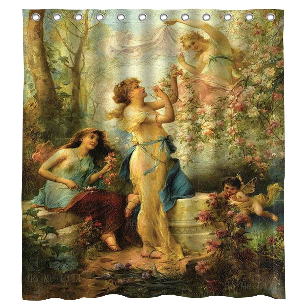 Greek Classical Mythology Venus With Putti And Attendants Shower Curtain With 12 Hooks By Ho Me Lili Bathroom Decor