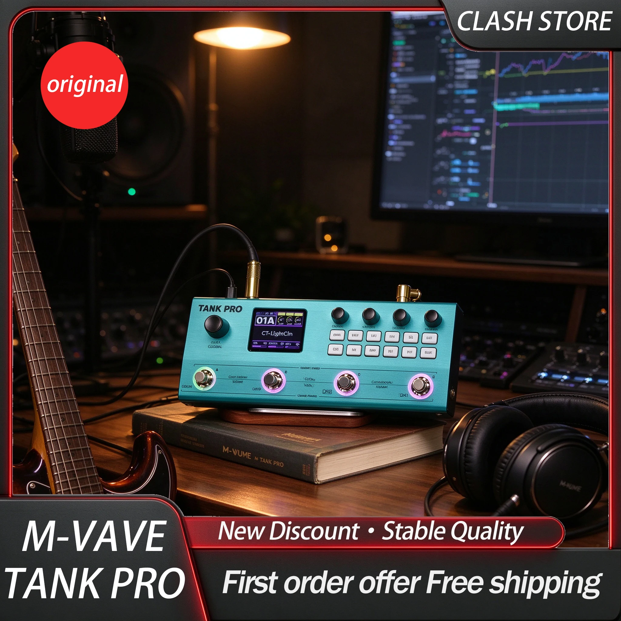 M-VAVE TANK PRO Guitar Bass Multi Effects Processor AI Neural Network Modeling, OTG Recording,120Presets, 300+ FX For Music Gift
