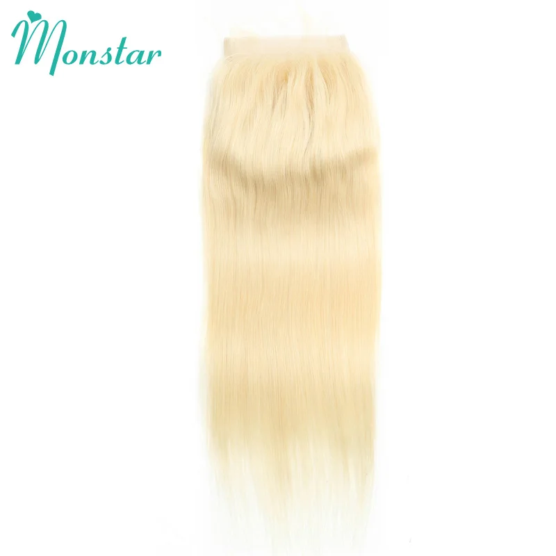 613 Honey Blonde Colored 4x4 5x5 Lace Closure Brazilian Remy Straight Human Hair Free Middle Part Hd Lace Closure with Baby Hair