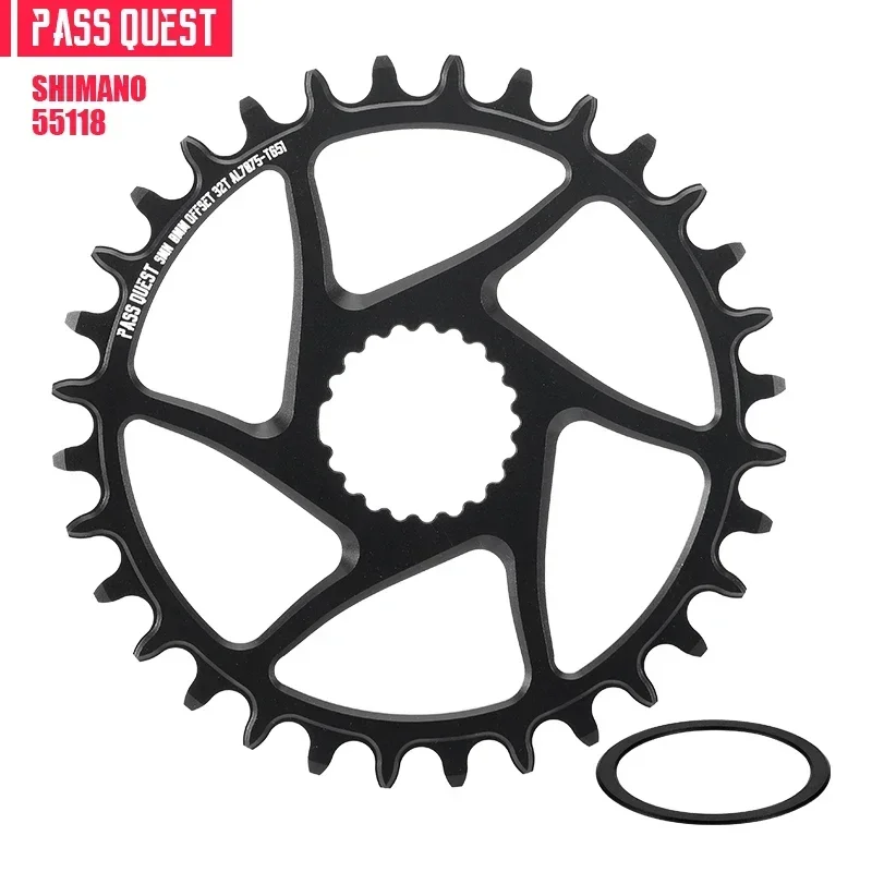 PASS QUEST Narrow Wide Chainring ROUND Silver and black for SHIMANO M6100 M7100 M8100 M9100 Direct Mount Crank