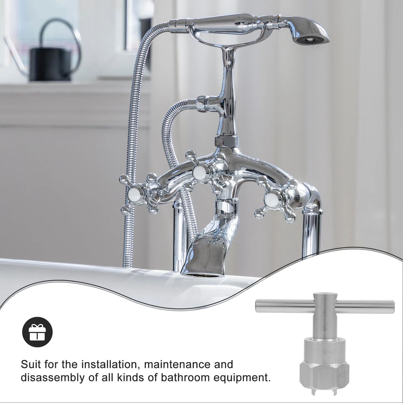 

Multifunctional Faucet Wrench Sewer Tube Wrench Durable Aluminum Alloy Shower Valve Tool Bathroom Renovation Removal Hand