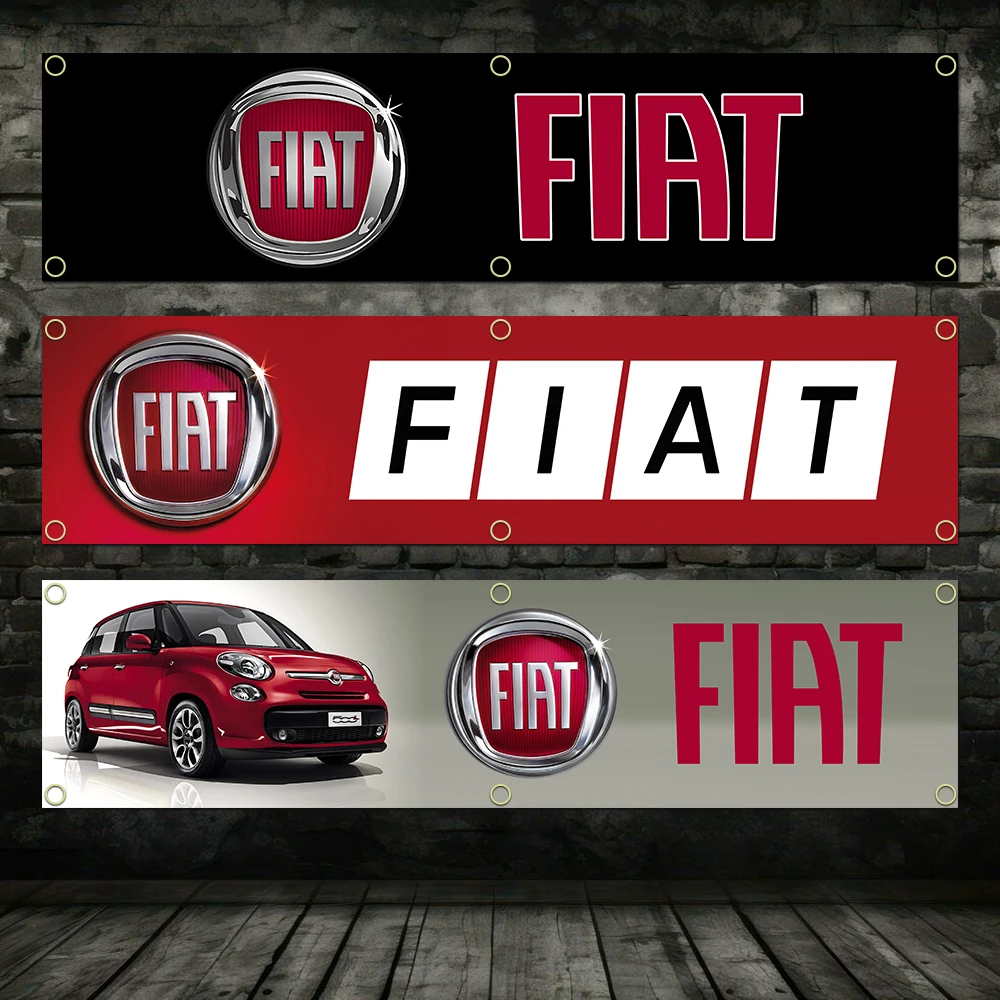 

60X240cm Banner Italy car F-FiatS Flag Polyester Printed Garage Wall Art Outdoor Decorations Tapestry With Brass Grommets