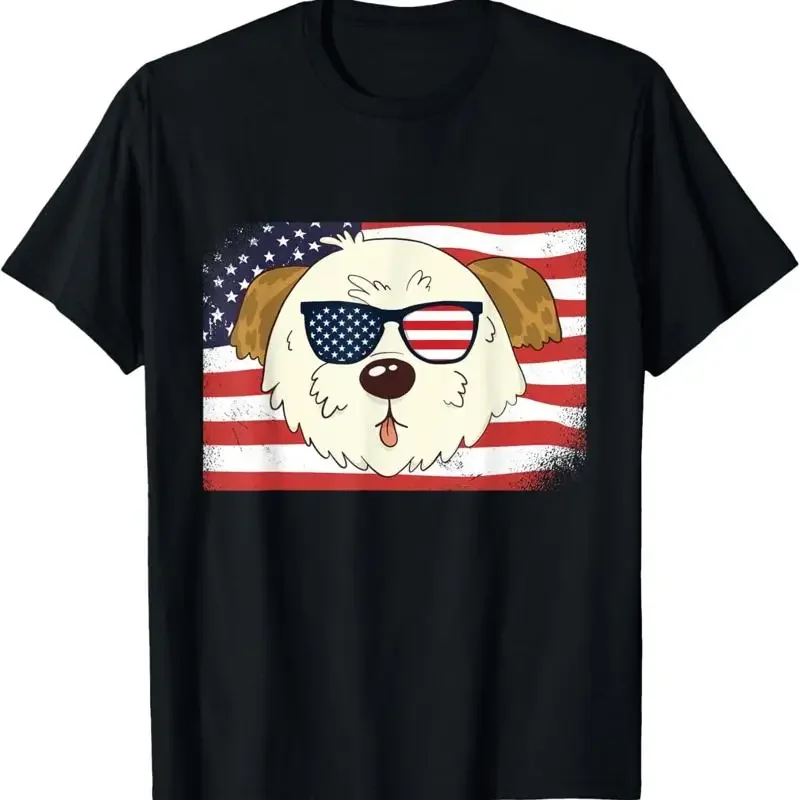 Camiseta divertida Morkie Dad Mom con bandera americana del 4 de julio de EE. UU.