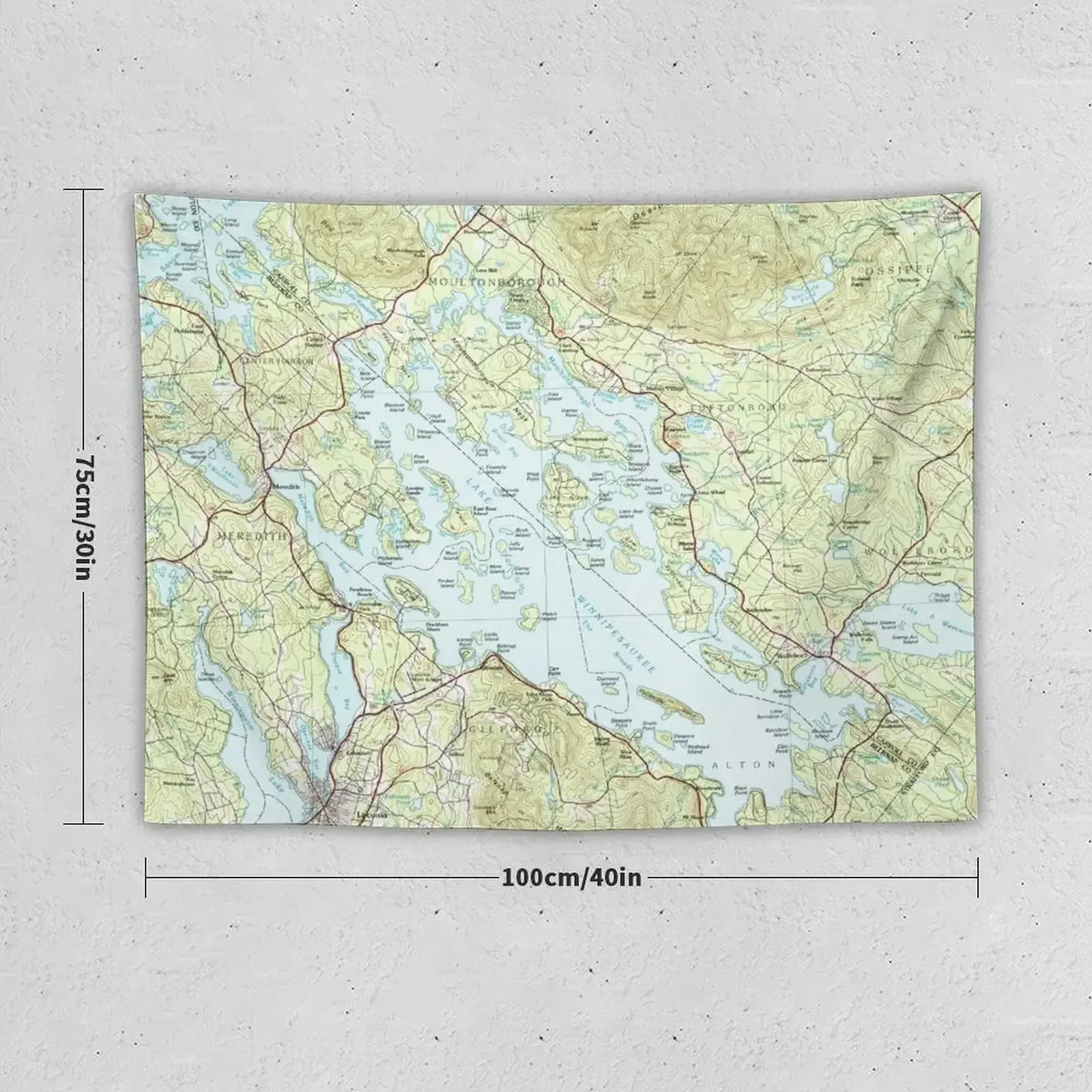 Lake Winnipesaukee Map (1986) Tapestry Things To Decorate The Room Outdoor Decor Decoration For Bedroom Decorative Wall Tapestry