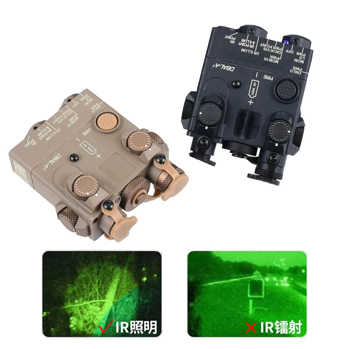 

Nylon DBAL A2 Red Green Blue Laser Light IR White LED Flashlight M300A Spotlight Dual Switch Dbal a2 2.5MM Plug