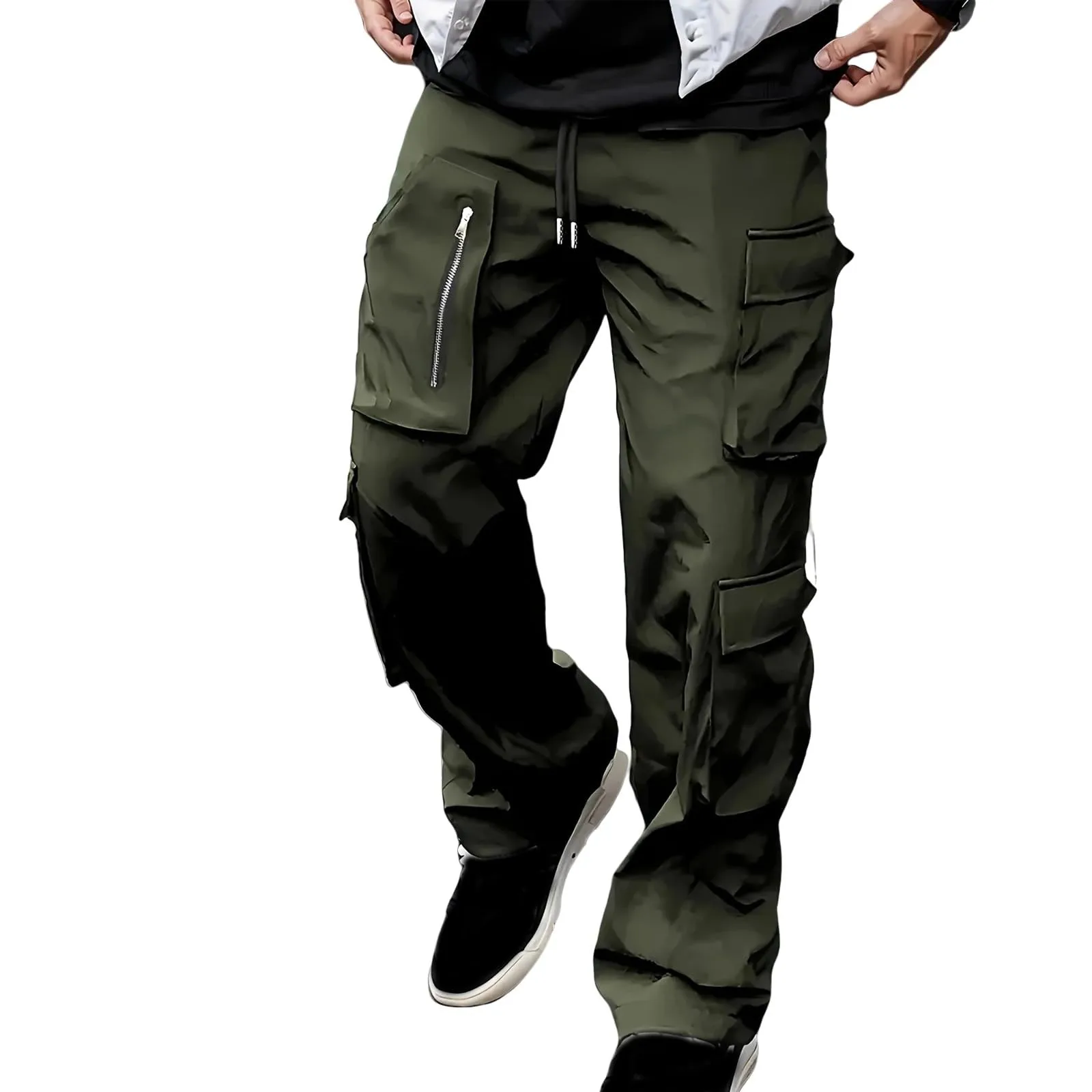 

Мужские повседневные брюки-карго с несколькими карманами и прямыми штанинами на все сезоны, повседневные спортивные брюки для походов и кемпинга