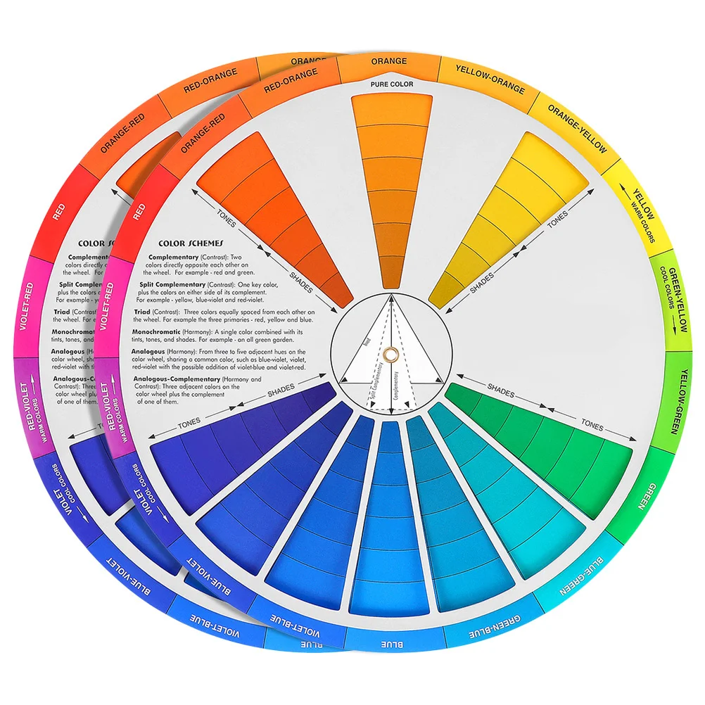 

2pcs Wheel Gradient Color Learning Chart Standard Color Card For Painting Nail Art Design Compact Lightweight Durable Creative