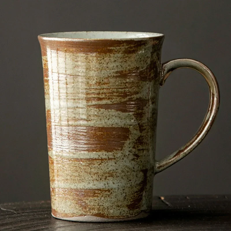 Vintage Japanese-Style Ceramic Coffee Mug with Handle Tea Milk Beer Water Cup for Home Office Drinkware