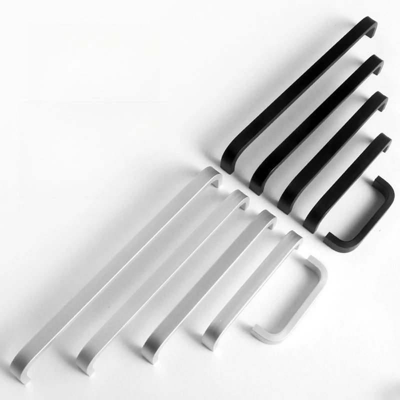 Puxadores de espaço de alumínio de vários tamanhos duráveis-64/96/128/160/192mm puxadores retos da porta do armário de cozinha ferragens da mobília