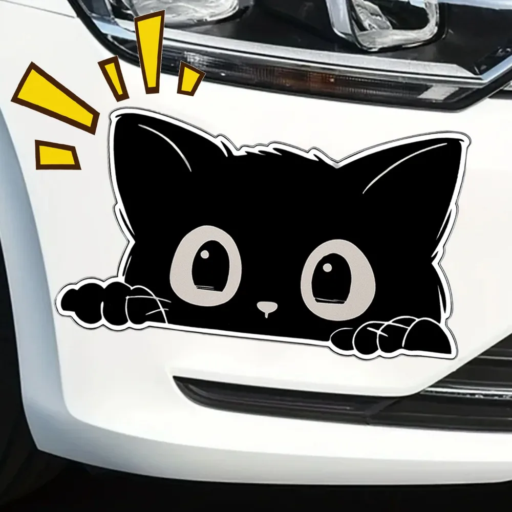 Peeking Black Cat Car Sticker Cute Cartoon Auto Decal Scratch Cover Waterproof PVC Auto Motorcycle Exterior Styling Accessories