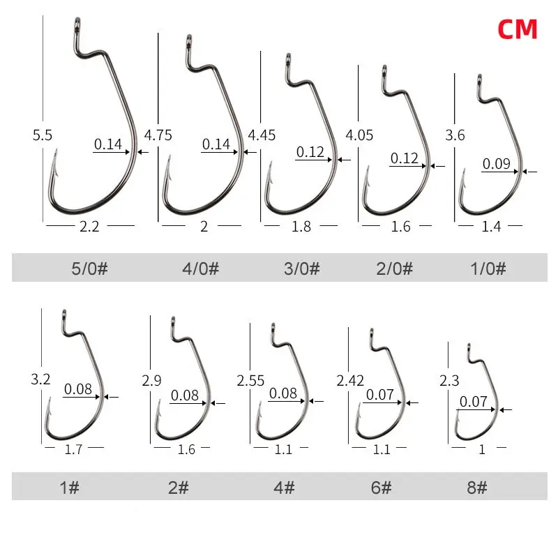 50pcs High Strength Crank Hook Barbed Hook Carbon Steel Fishing For Soft Fishing Lure Wide Belly Crank Hooks Fishing Accessories image 5