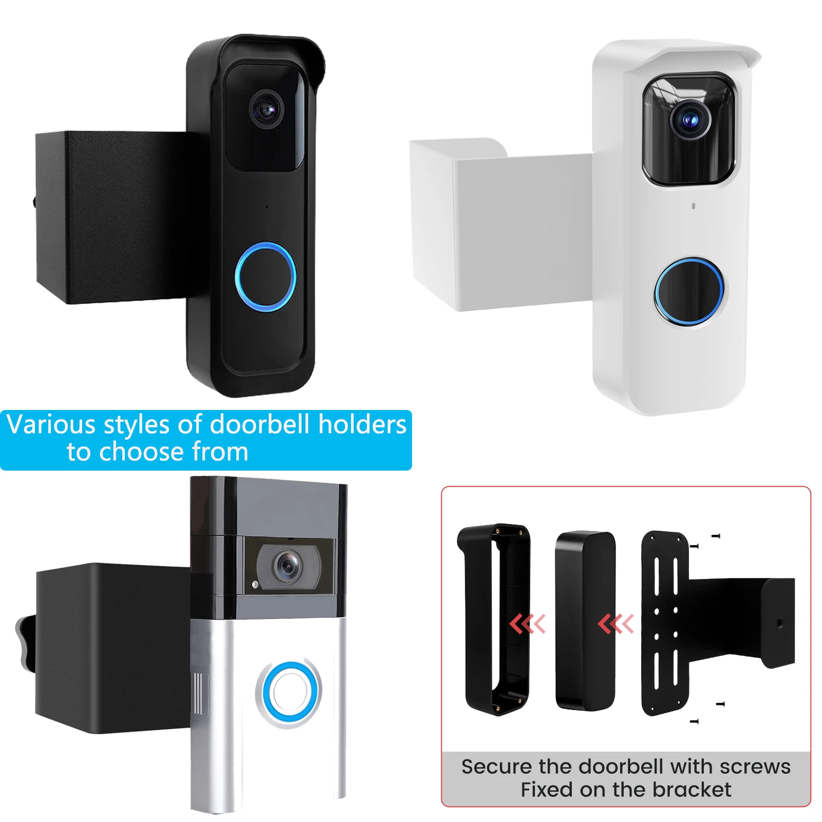 Blink Doorbell Mount Anti-Theft Video Doorbell Door Mounting Bracket No Drilling Fit for Blink Doorbell Not Block Motion Sensor