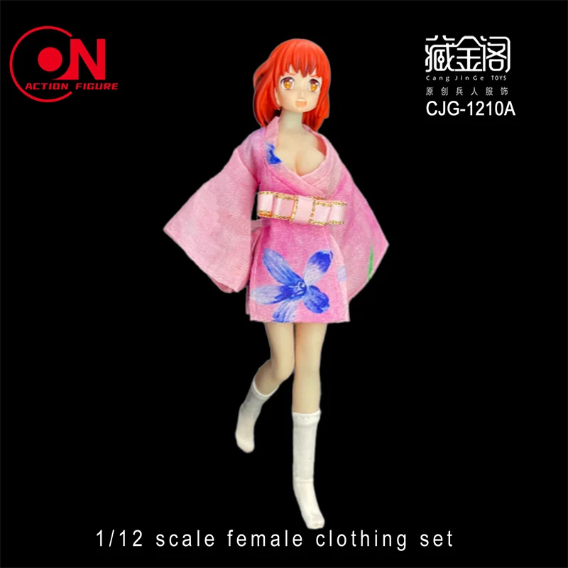 Ensemble Kimono de soldat féminin, échelle 1/12, tissus en soie de Style court, chaussettes de ceinture à motif floral, adaptées au corps de figurine d'action de 6 pouces, CJG-1210