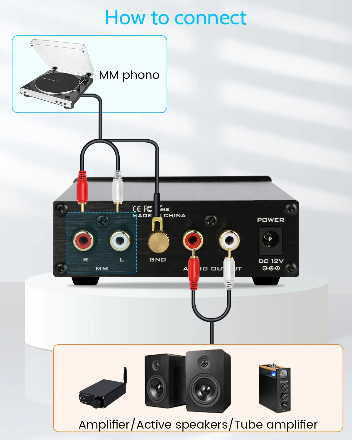 مشغل تسجيل الفينيل LP BOX01 ، ميني مم فونو RIAA ، مضخم صوت preampp