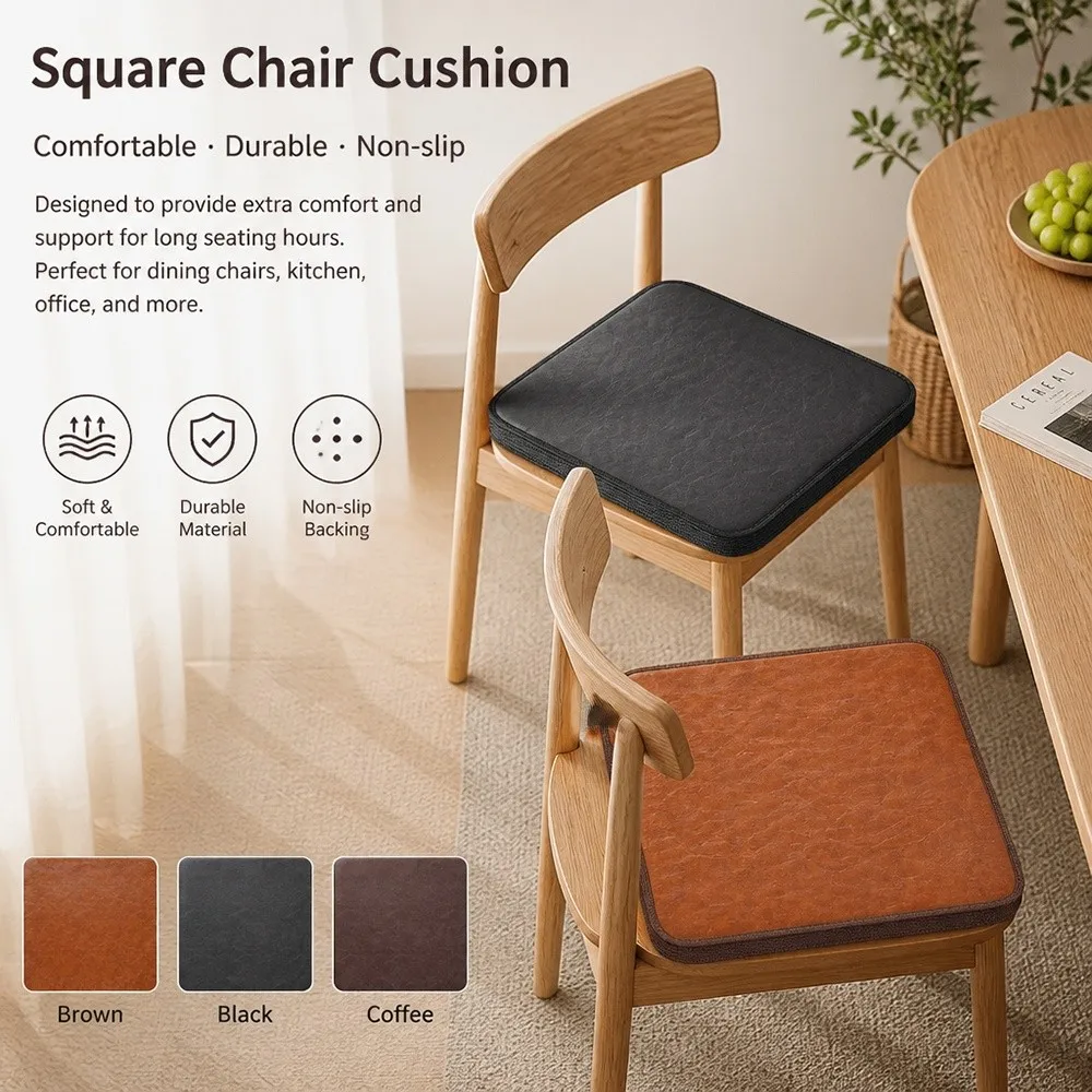 40×40cm/45×45cm PU Leather Seat Cushion Waterproof High Resilience Dining Chair Cushion Memory Foam Breathable Chair Seat Pad