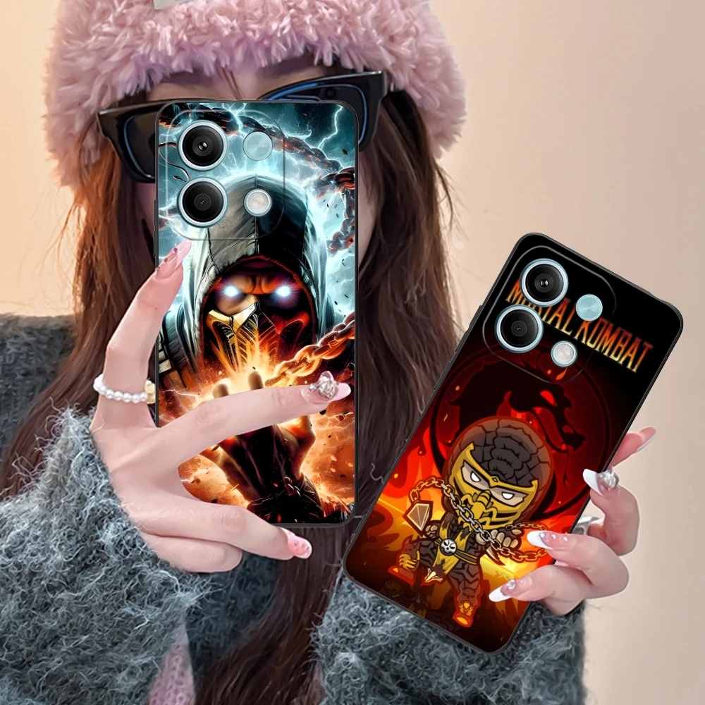 Mortal Kombat Scorpion Mobile Cell Phone Case for Xiaomi Redmi 14 13 13C 12 12C 10 10C A1 A2 A3 Plus 5G Black Phone Cover Shell