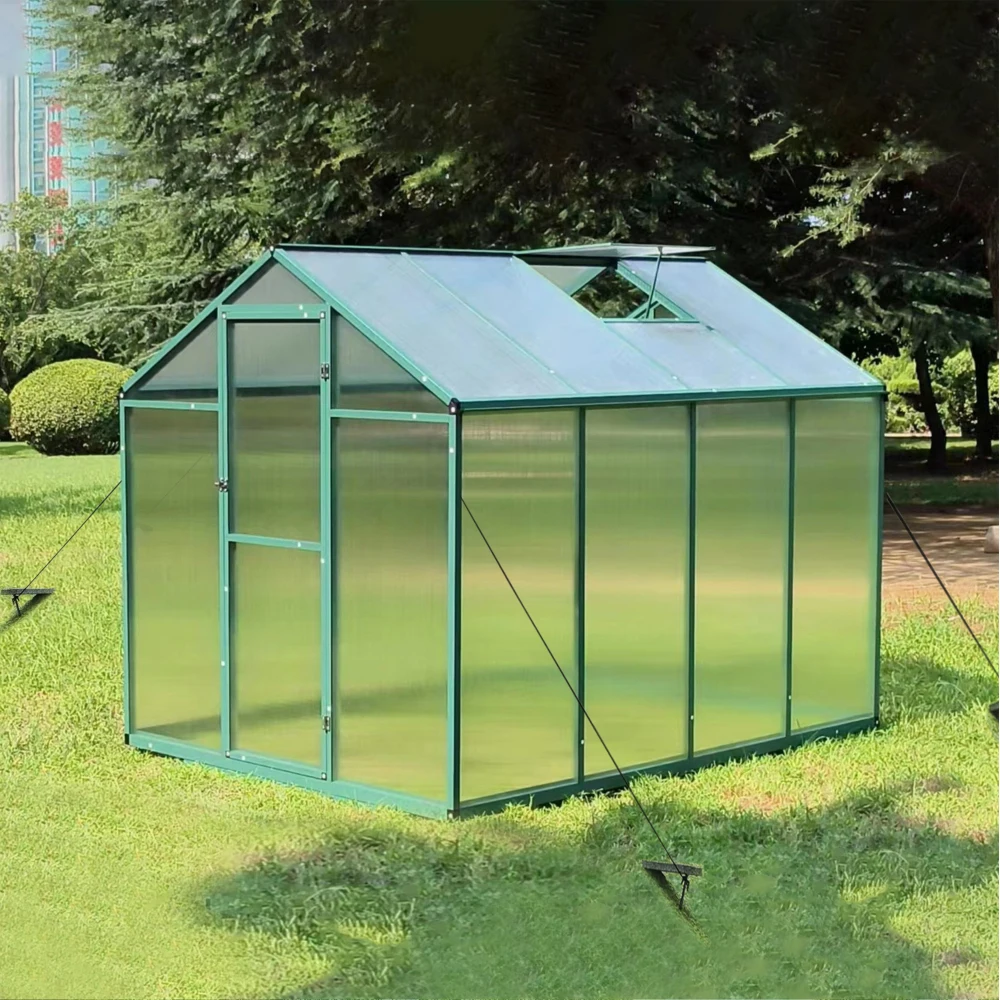 Newly marketed Gain height windproofaluminum greenhouse 6x8 FT Polycarbonate Greenhouse Raised Base and Anchor Aluminum Heavy